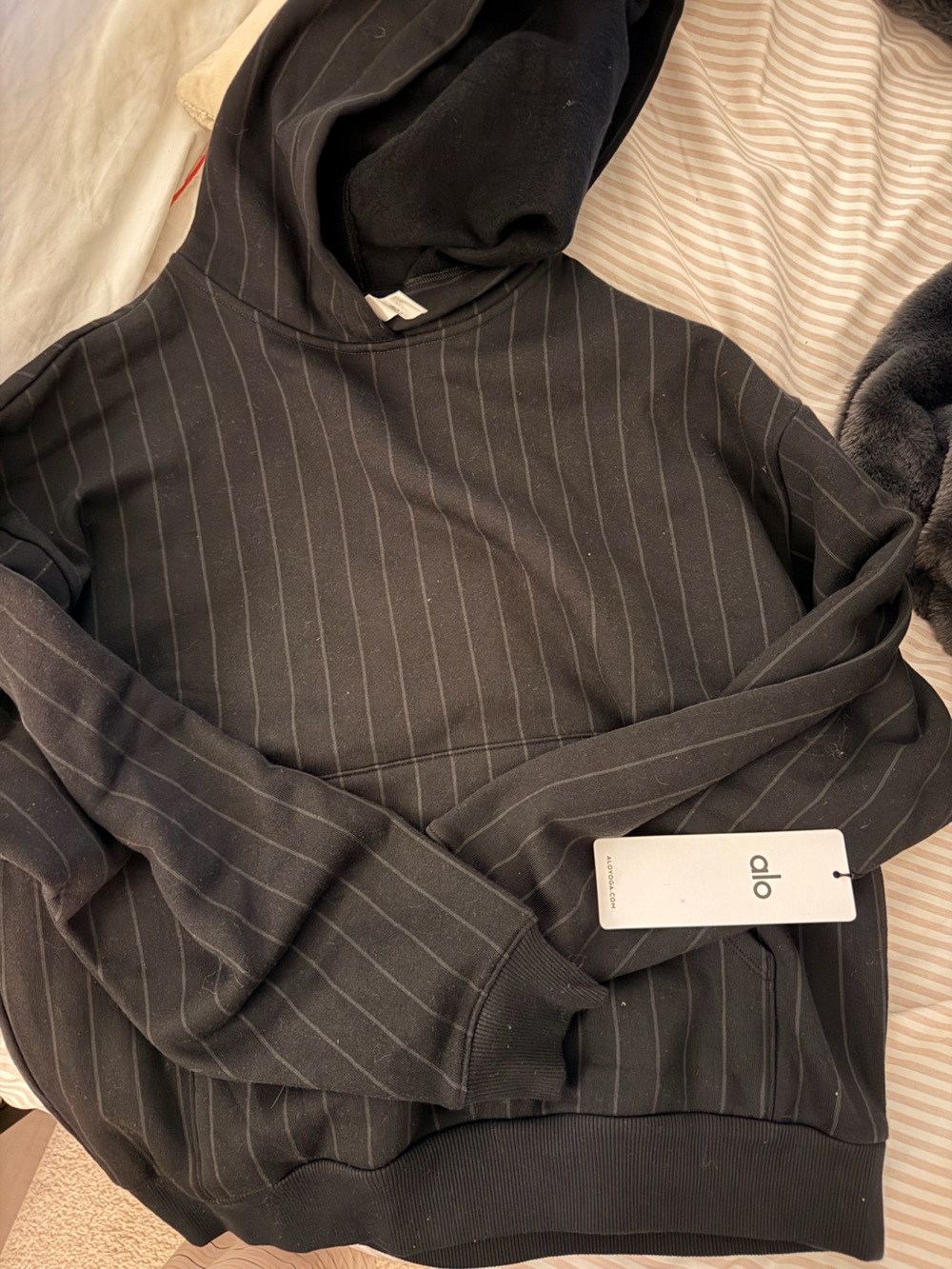 ALO Yoga Black Pinstripe Sweatshirt